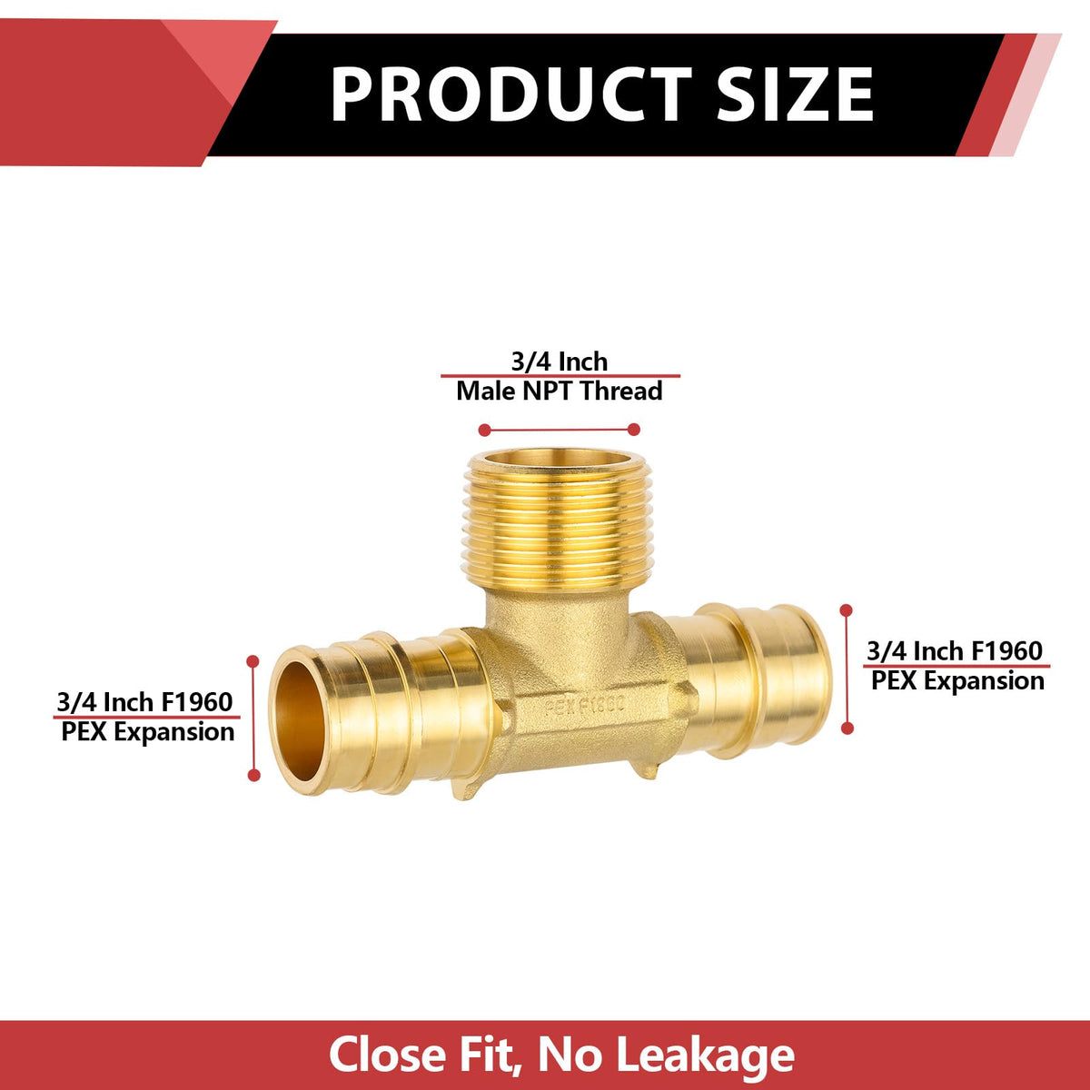 PEX A Expansion 3/4" PEX x 3/4" PEX x 3/4" Male Threaded F1960Tee (Lead Free)