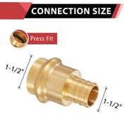 30 Pcs 1-1/2" Press x 1-1/2" PEX Crimp Brass Adapter (Lead Free)