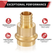30 Pcs 1-1/2" Press x 1-1/2" PEX Crimp Brass Adapter (Lead Free)