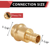 30 Pcs 1-1/4" Press x 1-1/4" PEX Crimp Brass Adapter (Lead Free)