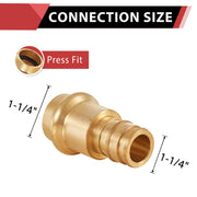 30 Pcs 1-1/4" Press x 1-1/4" PEX Expansion Brass Adapter (Lead Free)