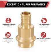 30 Pcs 1-1/4" Press x 1-1/4" PEX Crimp Brass Adapter (Lead Free)