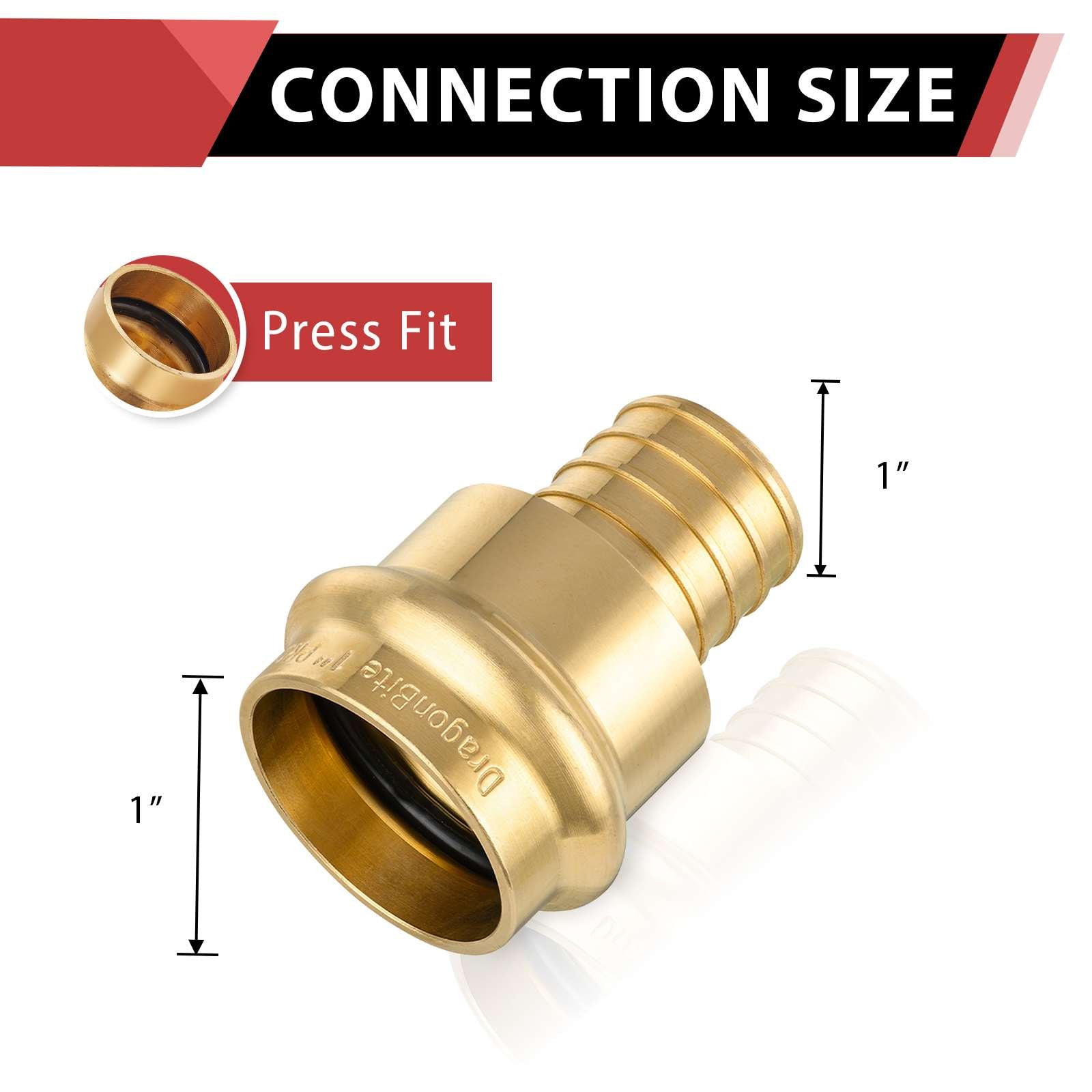 1" Press x 1" PEX Crimp Brass Adapter (Lead Free)