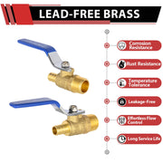 1/2" PEX Crimp X 1/2" MNPT Ball Valve, Blue (Lead Free)