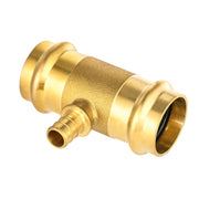 3/4" x 3/4" x 1/2" Press x Press x PEX Crimp Brass Tee (Lead Free)