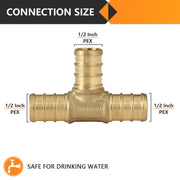 30 Pcs PEX-B Crimp 1/2" PEX x 1/2" PEX x 1/2" PEX Tee (Lead Free)