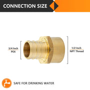 PEX-B Crimp 3/4" PEX x 1/2" Female Threaded Adapter (Lead Free)