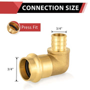 3/4" Press x 3/4" PEX Crimp Brass Elbow (Lead Free)