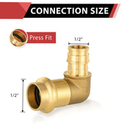 1/2" Press x 1/2" PEX Expansion Brass Elbow (Lead Free)
