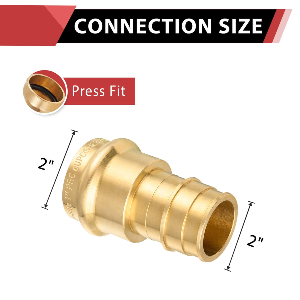 2" Press x 2" PEX Expansion Brass Adapter (Lead Free)