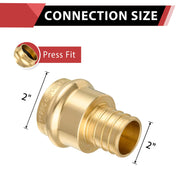 30 Pcs 2" Press x 2" PEX Crimp Brass Adapter (Lead Free)