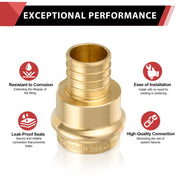2" Press x 2" PEX Crimp Brass Adapter (Lead Free)
