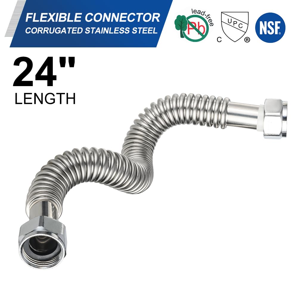 10 Pcs 3/4" FIP x 3/4" FIP x 24" SS Corrugated Hose