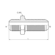 2700-LN-12-12 | 12 MJ - 12 MJ Bulkhead Straight w/ Lock Nut, Carbon Steel