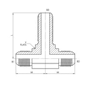 2703-LN-04-04-04-FG | 04 MJ - 04 MJ - 04 MJ Bulkhead Branch Tee Forged w/ Lock Nut, Carbon Steel