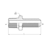 2706-LN-04-02 | 04 MP - 02 MJ Bulkhead Straight w/ Lock nut, Carbon Steel