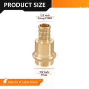 1/2" Press x 1/2" PEX Crimp Brass Adapter (Lead Free)