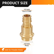 30 Pcs 1/2" Press x 1/2" PEX Expansion Brass Adapter (Lead Free)