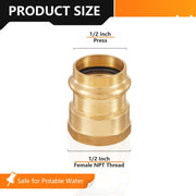 30 Pcs 1/2" Press x 1/2" Female Brass Adapter (Lead Free)