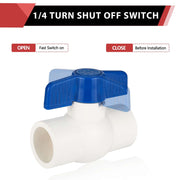1/2" PVC Ball Valve, Solvent Weld, Sch. 40