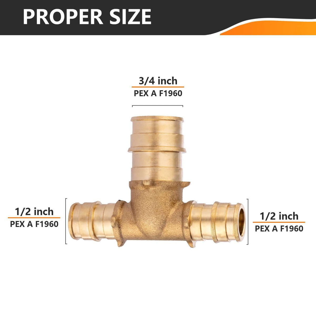 PEX A Expansion 1/2" x 1/2" x 3/4" PEX Expansion Reducing Tee (Lead Free)