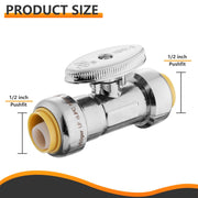 10 Pcs 1/2" Push Connect x 1/2" Push Connect Straight Stop Valve, 1/4 Turn (Lead Free)