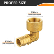 30 Pcs PEX A Expansion 3/4" PEX x 3/4" Female Elbow Wholesale