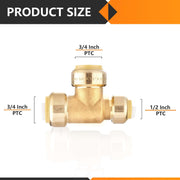30 Pcs 3/4" x 1/2" x 3/4" Push Fit Tee