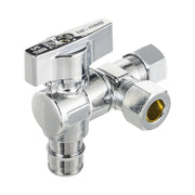 1/2" Pex-a Expansion (F1960) Inlet x 3/8" OD Compr. x 3/8" OD Compr. Split, Angle Stop Valve, Quarter Turn (Lead Free)