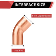 30 Pcs 1-1/2" FTG x Copper 45° Street Elbow at Wholesale Price