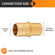 PEX-B Crimp 3/4" PEX x 1/2" Male Copper Sweat Adapter (Lead Free)