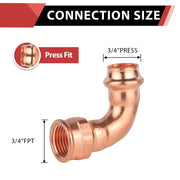 30 Pcs 3/4" Copper Press Female Elbow (Lead Free)
