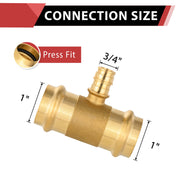 30 Pcs 1" x 1" x 3/4" Press x Press PEX Expansion Brass Tee (Lead Free)