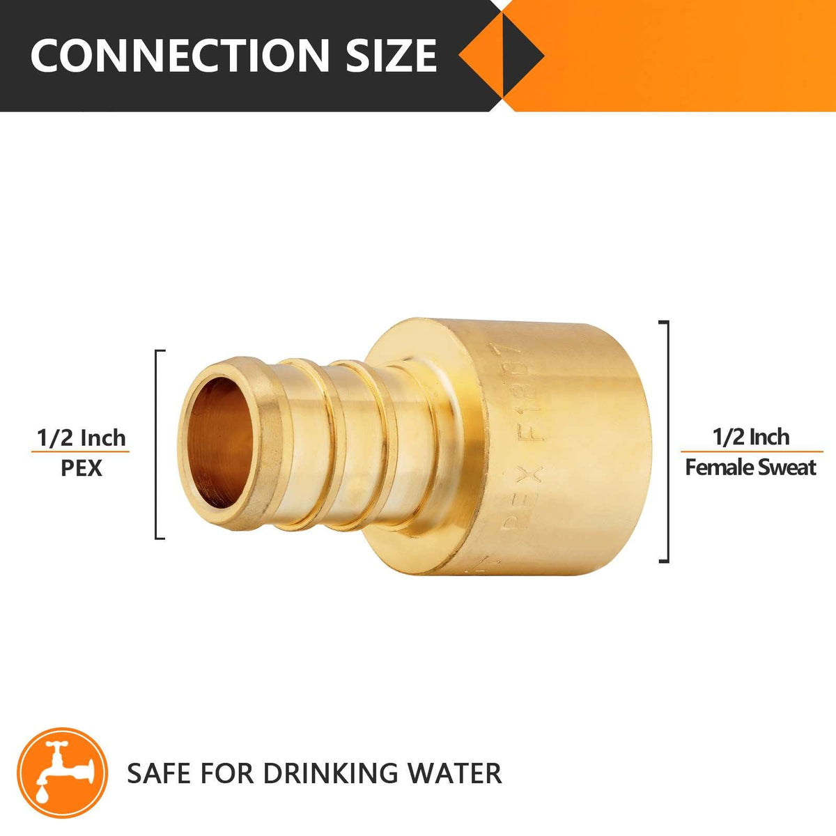 PEX-B Crimp 1" PEX x 1" Female Copper Sweat Sweat Coupling (Lead Free)