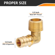 PEX A Expansion 1/2" PEX x 1/2" Male NPT Elbow (Lead Free)