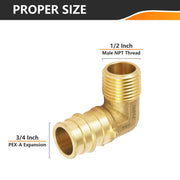 PEX A Expansion 3/4" PEX x 1/2" Male NPT Elbow (Lead Free)