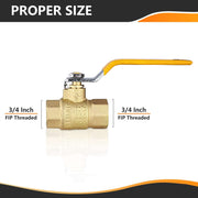 3/4" FNPT Ball Valve, Yellow (Lead Free)
