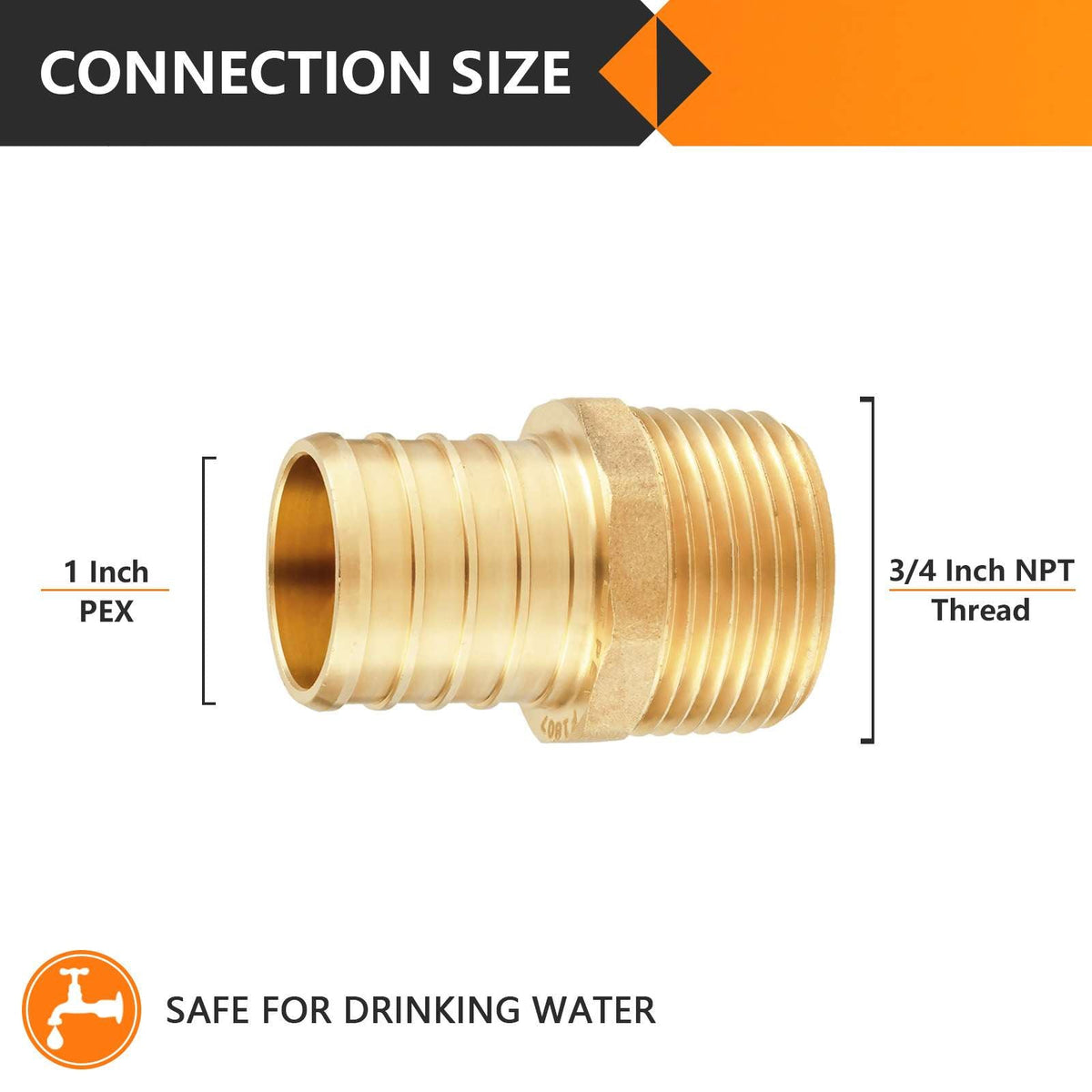 PEX-B Crimp 1" PEX x 3/4" Male Threaded Adapter (Lead Free)