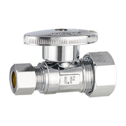 10 Pcs 1/2" Nominal (5/8" OD) Compr. x 3/8" OD Compr. Straight Stop Valve, 1/4 Turn (Lead Free)