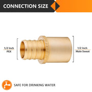 PEX-B Crimp 1/2" PEX x 1/2" Male Copper Sweat Adapter (Lead Free)