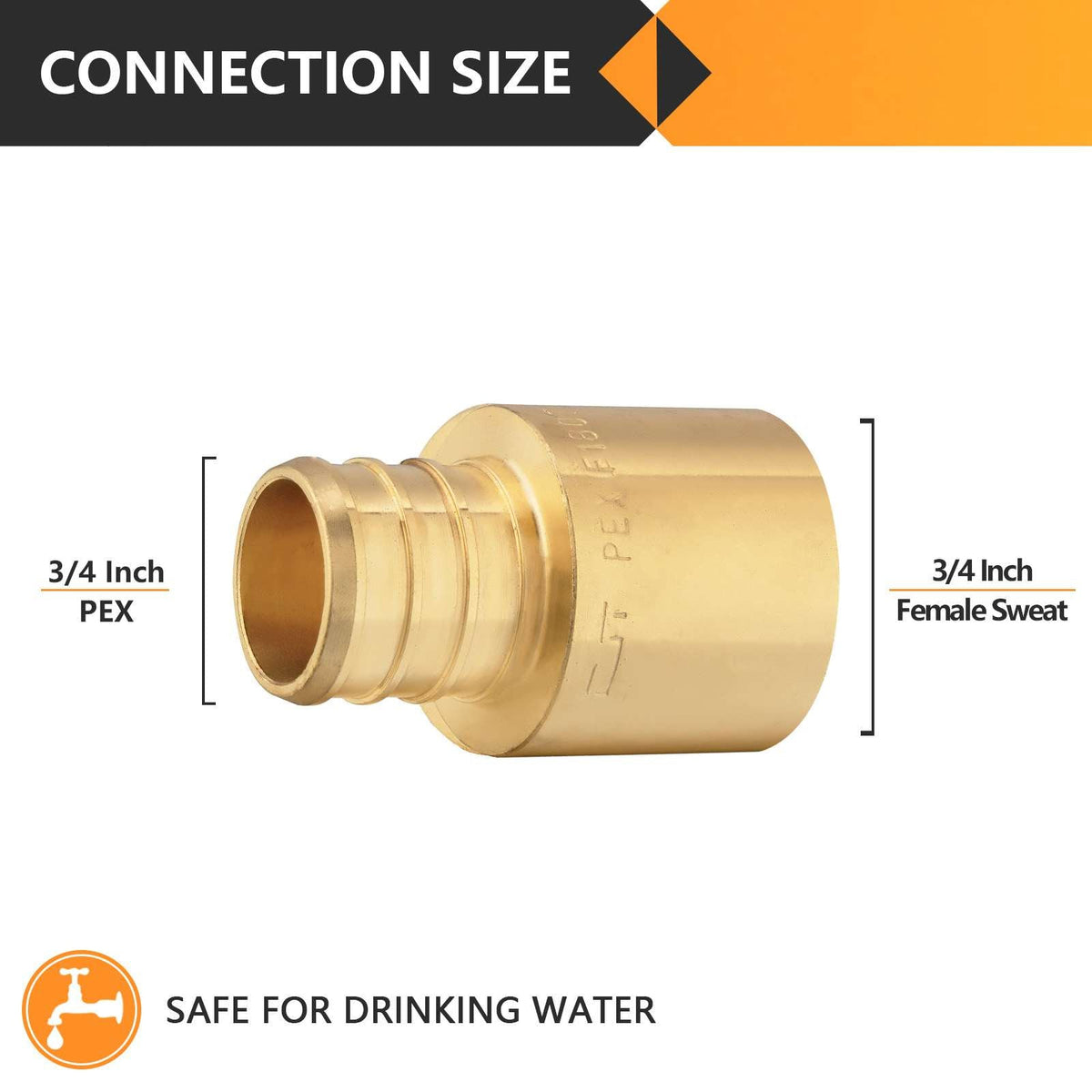 PEX-B Crimp 3/4" PEX x 3/4" Female Copper Sweat Sweat Coupling (Lead Free)