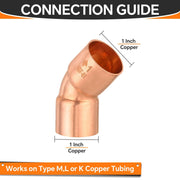 30 Pcs 1" 45º Copper Elbow at Wholesale Price