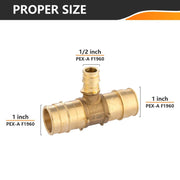 PEX A Expansion 1" x 1" x 1/2" PEX Expansion Reducing Tee (Lead Free)