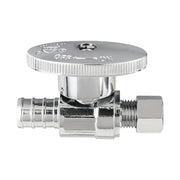 10 Pcs 1/2" PEX Crimp x 1/4" OD Compr. Straight Stop Valve, 1/4 Turn (Lead Free)
