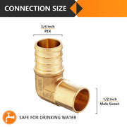 PEX-B Crimp 3/4" PEX x 1/2" Male Copper Sweat Elbow (Lead Free)
