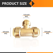 3/4" x 3/4" x 1/2" Push Fit Tee