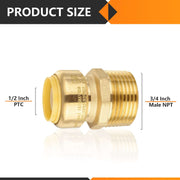 30 Pcs 1/2" x 3/4" M Push Fit Male Adapter