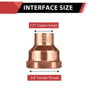 1/2" C x 3/4" FNPT Copper Female Adapter