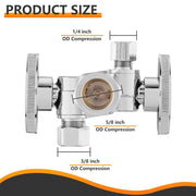 5/8" ODx 3/8" OD Compr. x 1/4" OD Compr. Dual Stop Valve, 1/4 Turn (Lead Free)