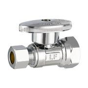 10 Pcs 1/2" FIP x 3/8" OD Compr. Straight Stop Valve, 1/4 Turn (Lead Free)